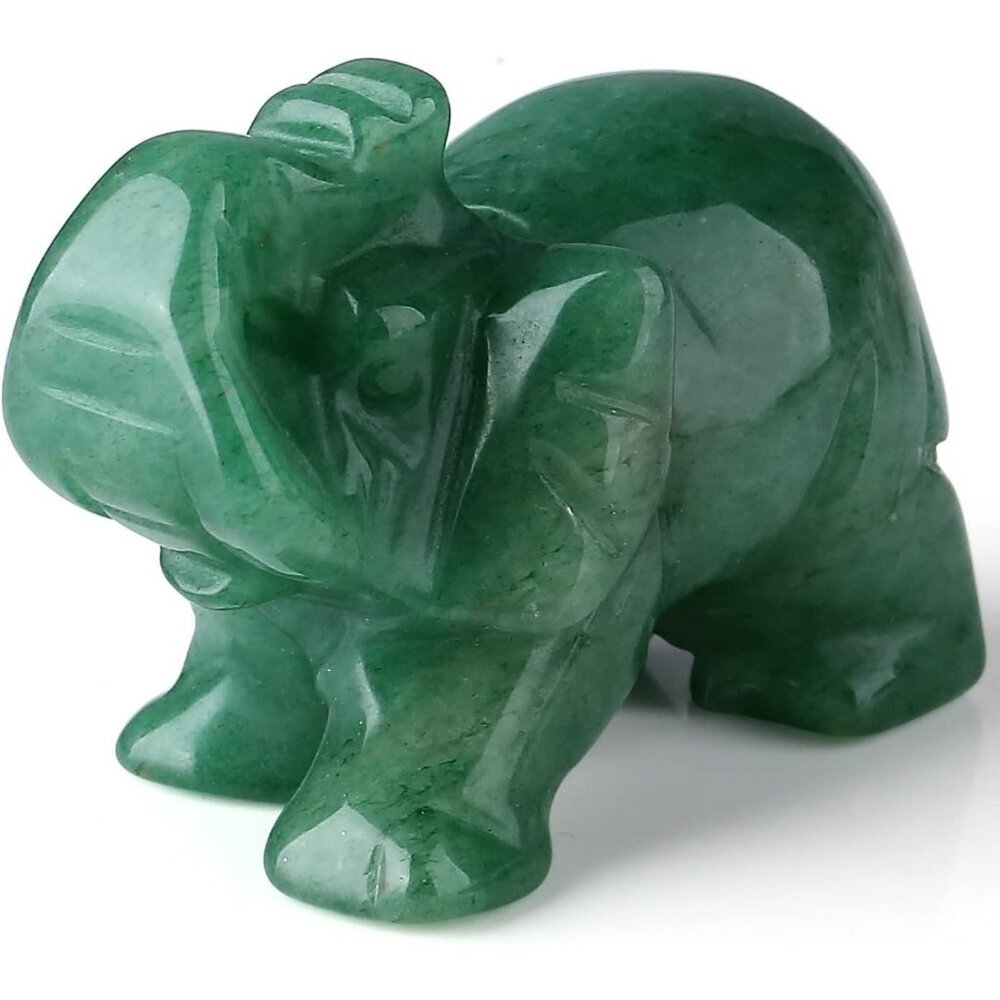 Green Aventurine Elephant Crystals Elephant Décor Pocket Polished Crystal Statue